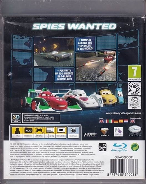 Disney Pixar Cars 2 - PS3 -  (B Grade) (Genbrug)